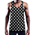 Black And White Polka Dot Pattern Print Training Tank Top