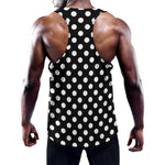 Black And White Polka Dot Pattern Print Training Tank Top