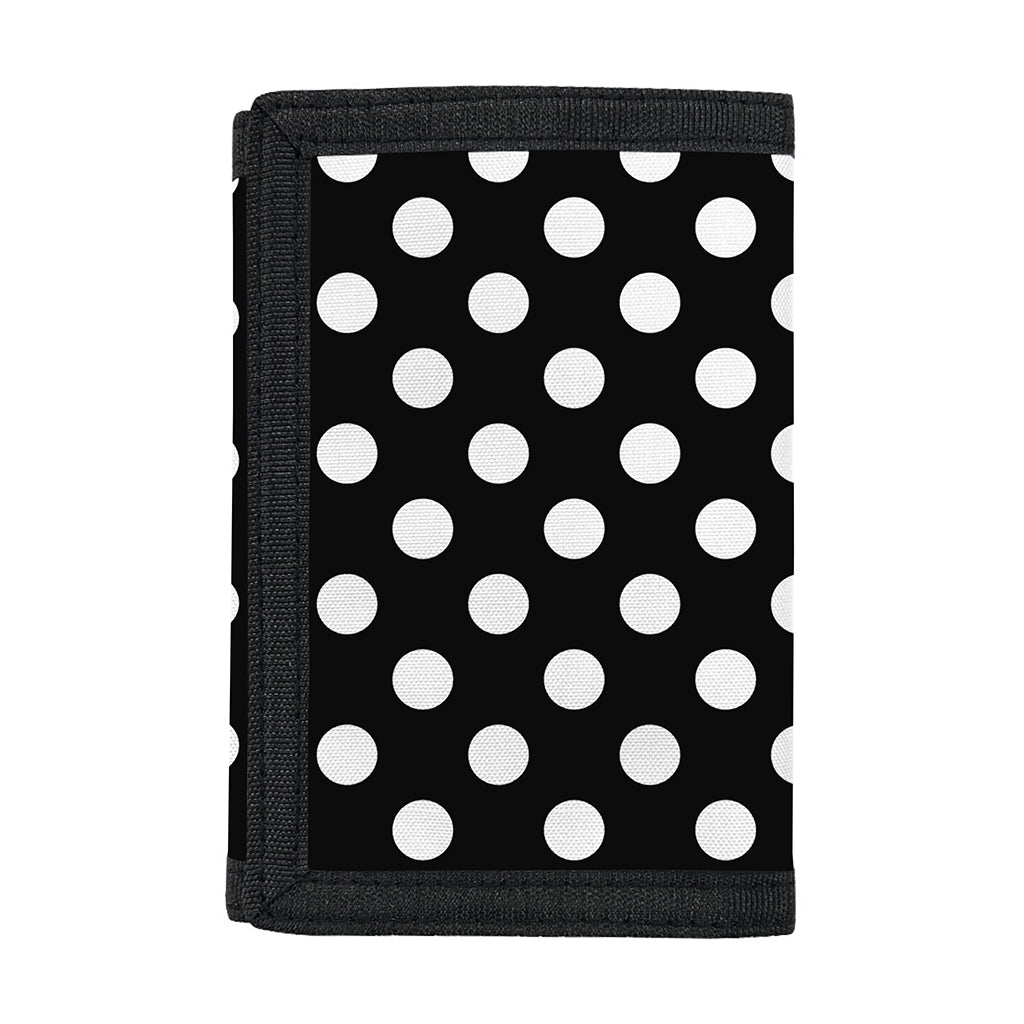 Black And White Polka Dot Pattern Print Trifold Wallet