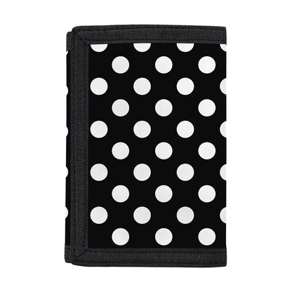 Black And White Polka Dot Pattern Print Trifold Wallet