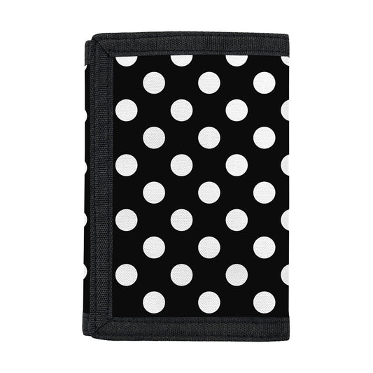 Black And White Polka Dot Pattern Print Trifold Wallet
