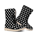 Black And White Polka Dot Pattern Print Winter Boots