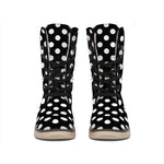 Black And White Polka Dot Pattern Print Winter Boots