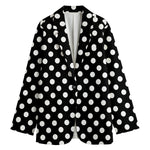 Black And White Polka Dot Pattern Print Women's Blazer