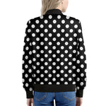 Black And White Polka Dot Pattern Print Women's Bomber Jacket