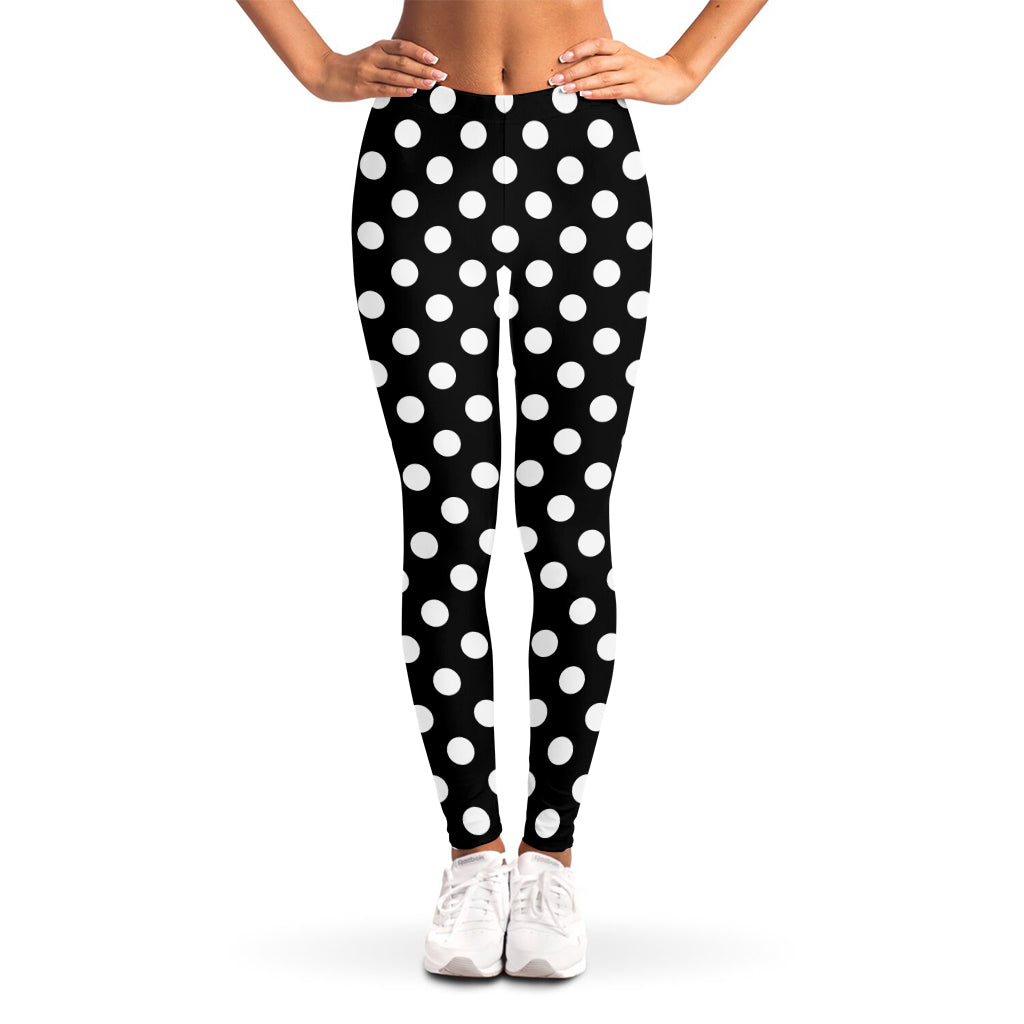 Black And White Polka Dot Pattern Print Women's Leggings