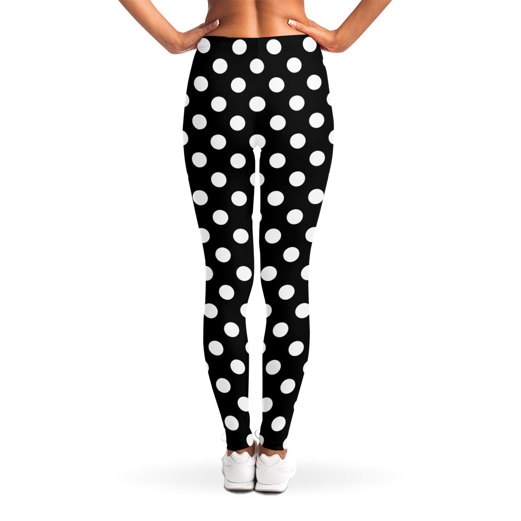 Black And White Polka Dot Pattern Print Women's Leggings