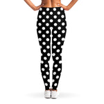 Black And White Polka Dot Pattern Print Women's Leggings