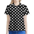 Black And White Polka Dot Pattern Print Women's Polo Shirt
