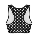 Black And White Polka Dot Pattern Print Women's Sports Bra