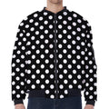 Black And White Polka Dot Pattern Print Zip Sleeve Bomber Jacket