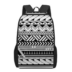 Black And White Polynesian Pattern Print 17 Inch Backpack