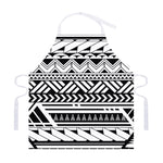 Black And White Polynesian Pattern Print Adjustable Apron