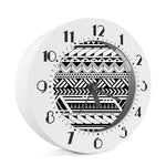 Black And White Polynesian Pattern Print Alarm Clock