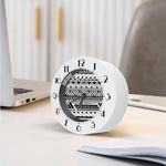 Black And White Polynesian Pattern Print Alarm Clock