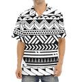 Black And White Polynesian Pattern Print Aloha Shirt