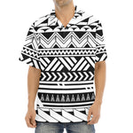 Black And White Polynesian Pattern Print Aloha Shirt