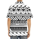 Black And White Polynesian Pattern Print Aloha Shirt