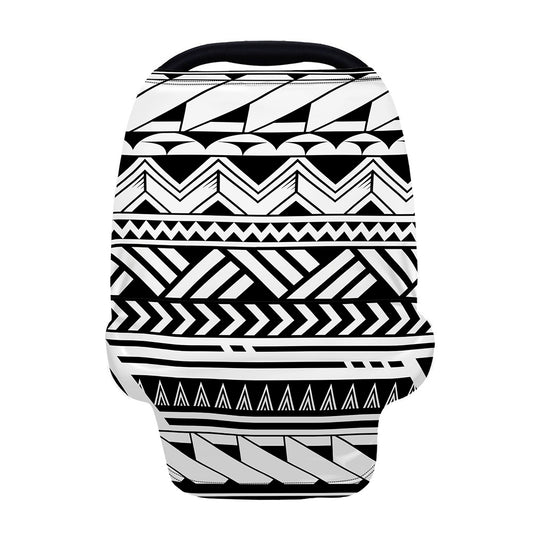 Black And White Polynesian Pattern Print Baby Seat Cover