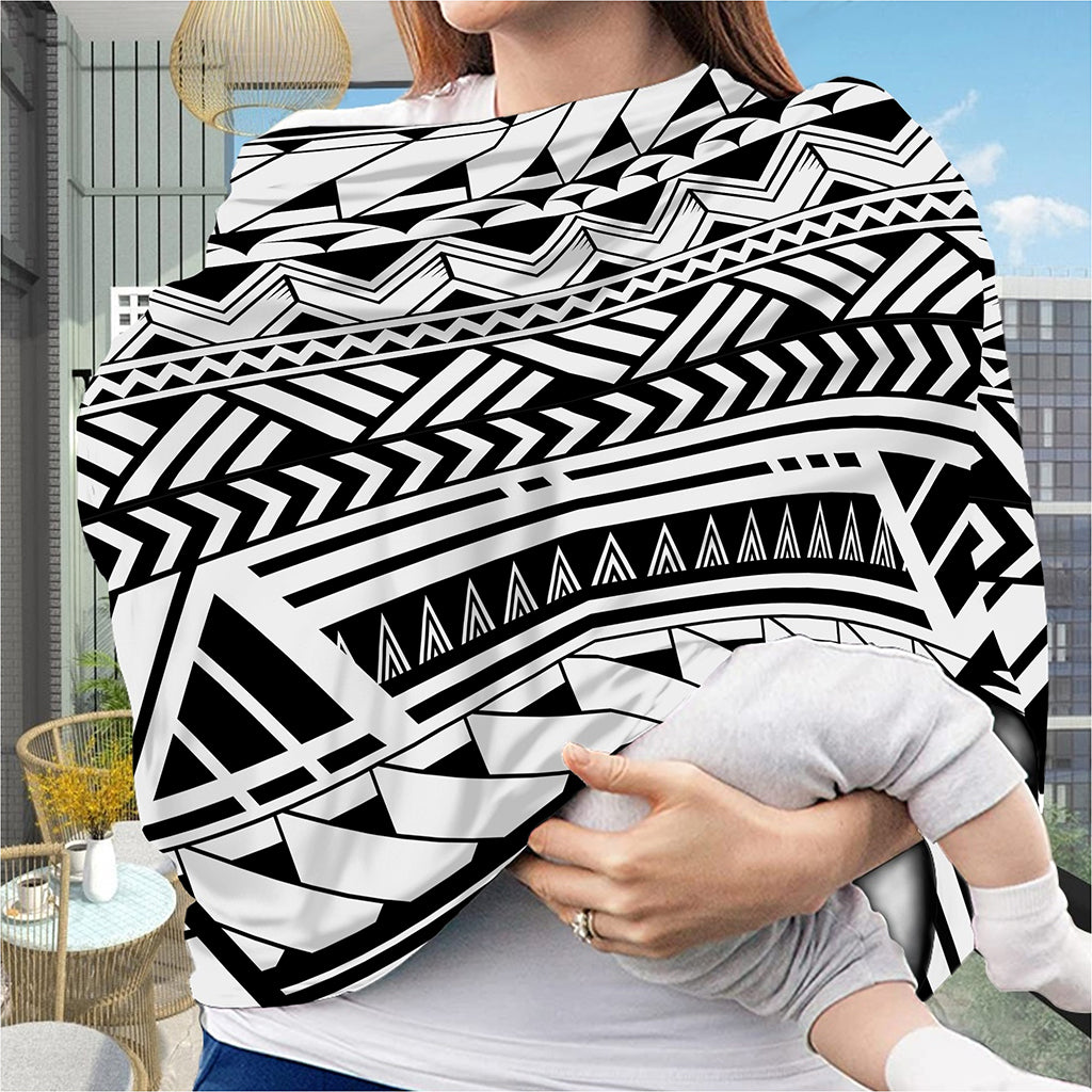 Black And White Polynesian Pattern Print Baby Seat Cover