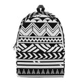 Black And White Polynesian Pattern Print School Backpack