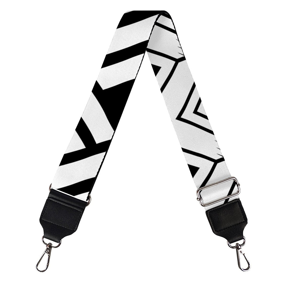 Black And White Polynesian Pattern Print Bag Strap