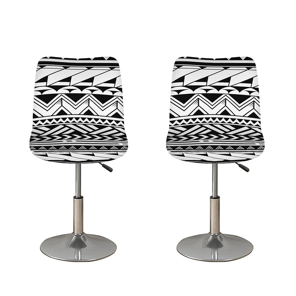 Black And White Polynesian Pattern Print Bar Stool Covers