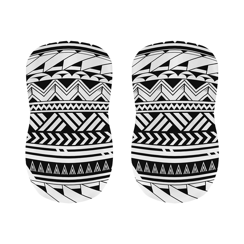 Black And White Polynesian Pattern Print Bar Stool Covers