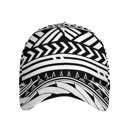 Black And White Polynesian Pattern Print Baseball Cap