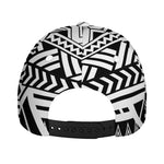 Black And White Polynesian Pattern Print Baseball Cap