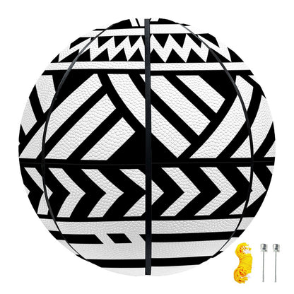 Black And White Polynesian Pattern Print Basketball