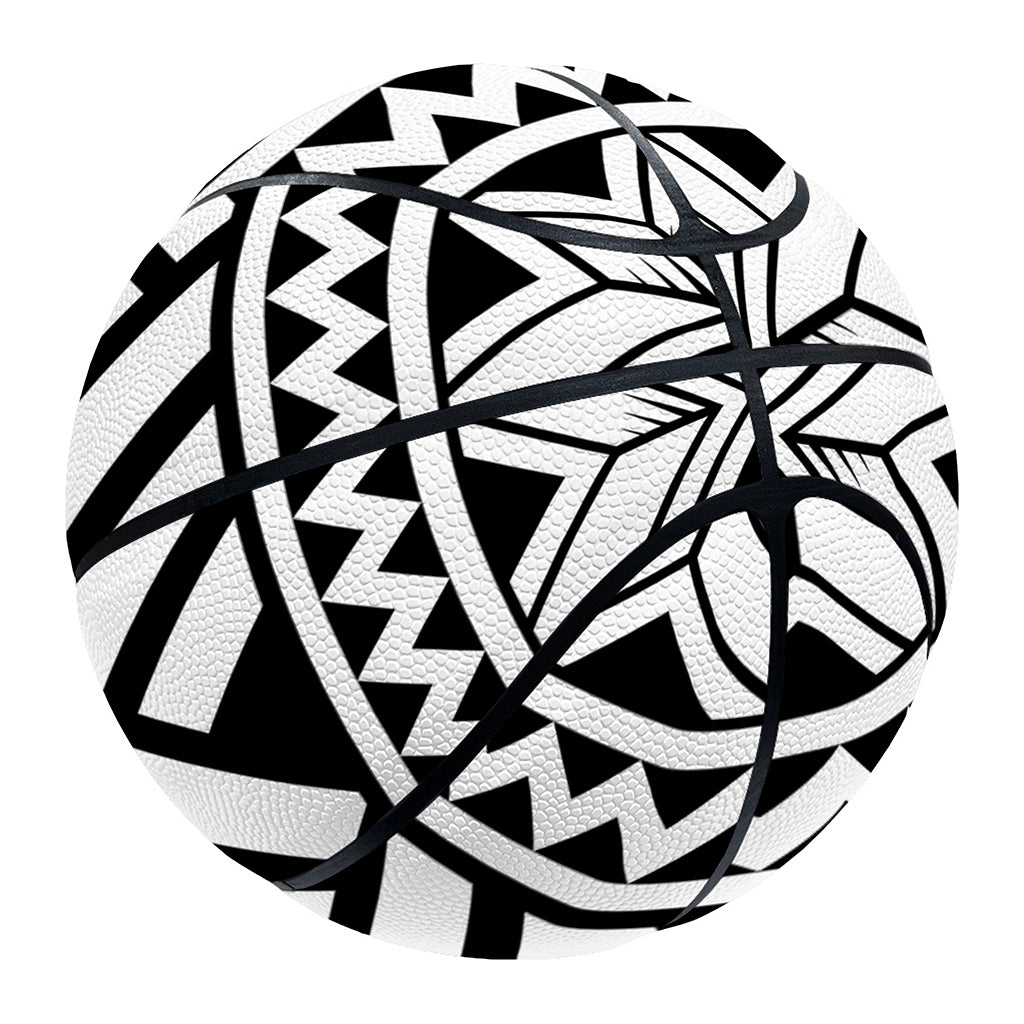 Black And White Polynesian Pattern Print Basketball
