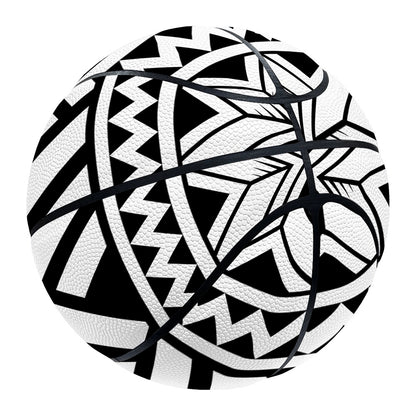 Black And White Polynesian Pattern Print Basketball