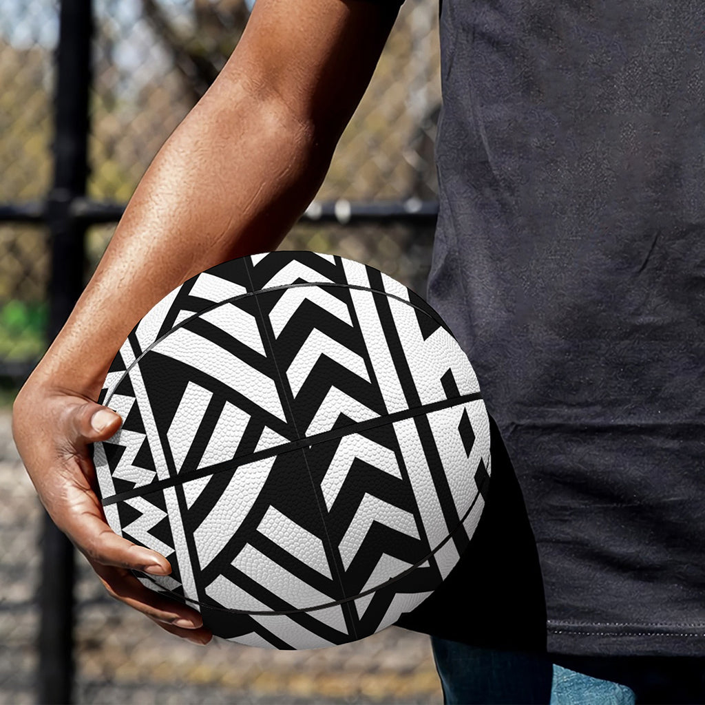 Black And White Polynesian Pattern Print Basketball