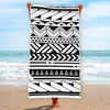 Black And White Polynesian Pattern Print Beach Towel