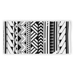 Black And White Polynesian Pattern Print Beach Towel