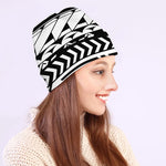 Black And White Polynesian Pattern Print Beanie