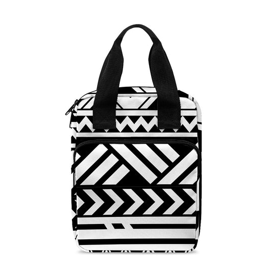 Black And White Polynesian Pattern Print Bible Tote Bag