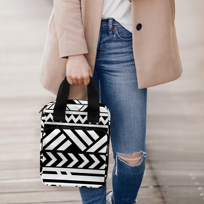 Black And White Polynesian Pattern Print Bible Tote Bag