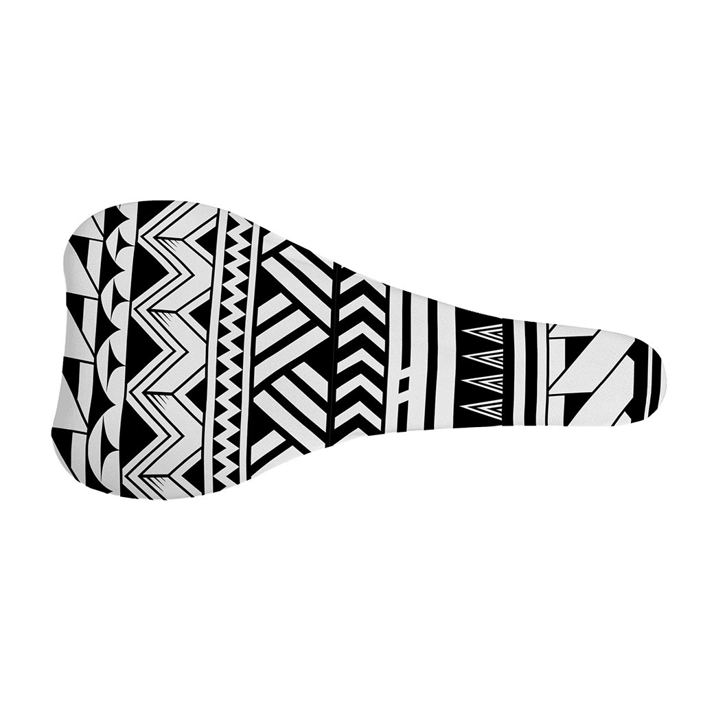 Black And White Polynesian Pattern Print Bicycle Seat Cover