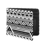 Black And White Polynesian Pattern Print Bifold Wallet