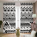Black And White Polynesian Pattern Print Dimout Pencil Pleat Curtains