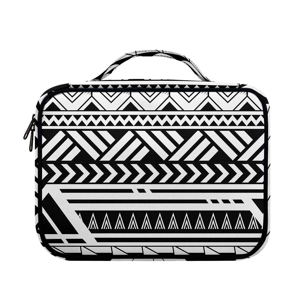 Black And White Polynesian Pattern Print Briefcase Bible Bag