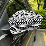 Black And White Polynesian Pattern Print Car Side Mirror Covers
