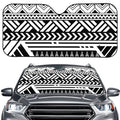 Black And White Polynesian Pattern Print Car Windshield Sun Shade