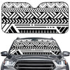 Black And White Polynesian Pattern Print Car Windshield Sun Shade