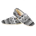 Black And White Polynesian Pattern Print Casual Shoes