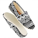Black And White Polynesian Pattern Print Casual Shoes