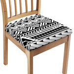 Black And White Polynesian Pattern Print Chair Cushion Cover