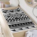Black And White Polynesian Pattern Print Changing Pad Cover